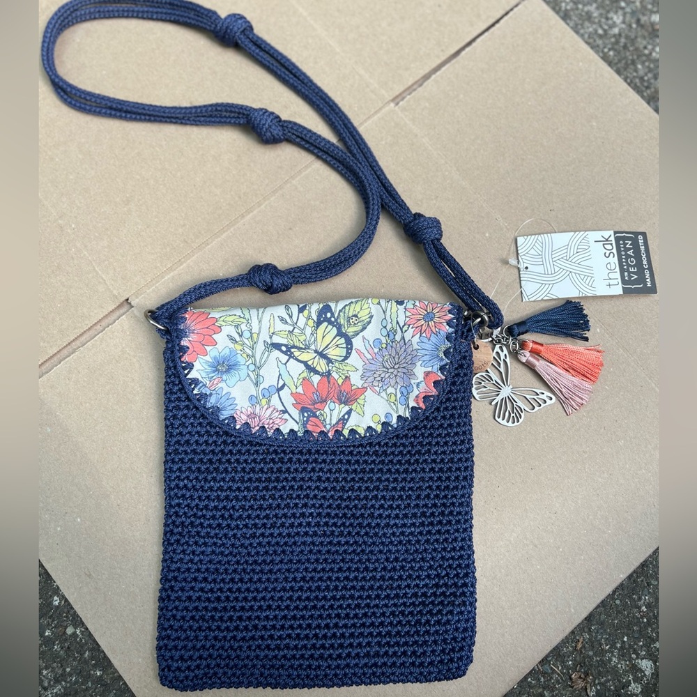 The Sak Blue Crochet Crossbody Bag- Sayulita print - Picture 2 of 7